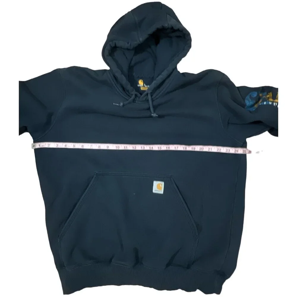 Carhartt Blue‎ Hoodie Rain Defender Big Logo Regular Sweatshirt Mens Large